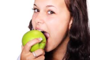 lady eating apple